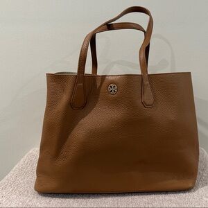 Tory Burch Cognac Pebbled Leather Tote